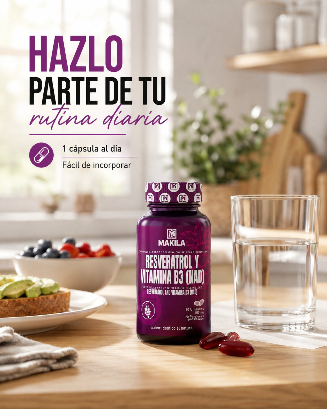 Resveratrol con Vitamina B3 (NAD) | Energía Celular