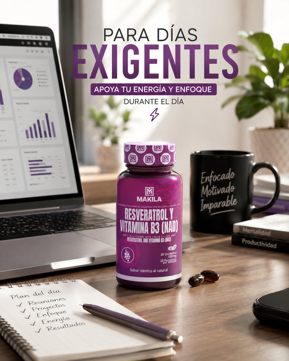 Resveratrol con Vitamina B3 (NAD) | Energía Celular
