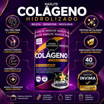 Colágeno Hidrolizado Maxlite 800g con Péptidos