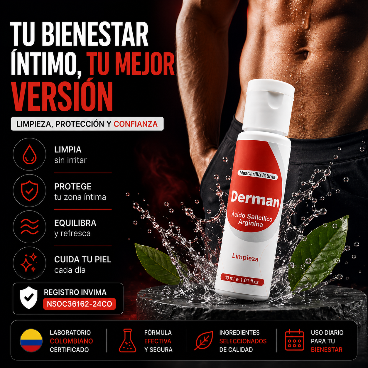 Crema Derman Íntima Masculina – Alivio de Picazón, Irritación y Hongos